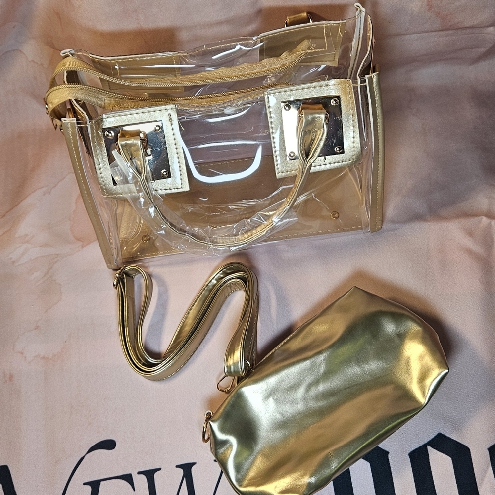 Concert Stadium Handbag With Gold Trim 🤩 Transparent Crossbody - Picture 3 of 7